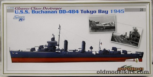 Dragon 1/350 USS Buchanan DD484 Tokyo Bay 1945 Gleaves Class Destroyer - Smart Kit, 1030 plastic model kit